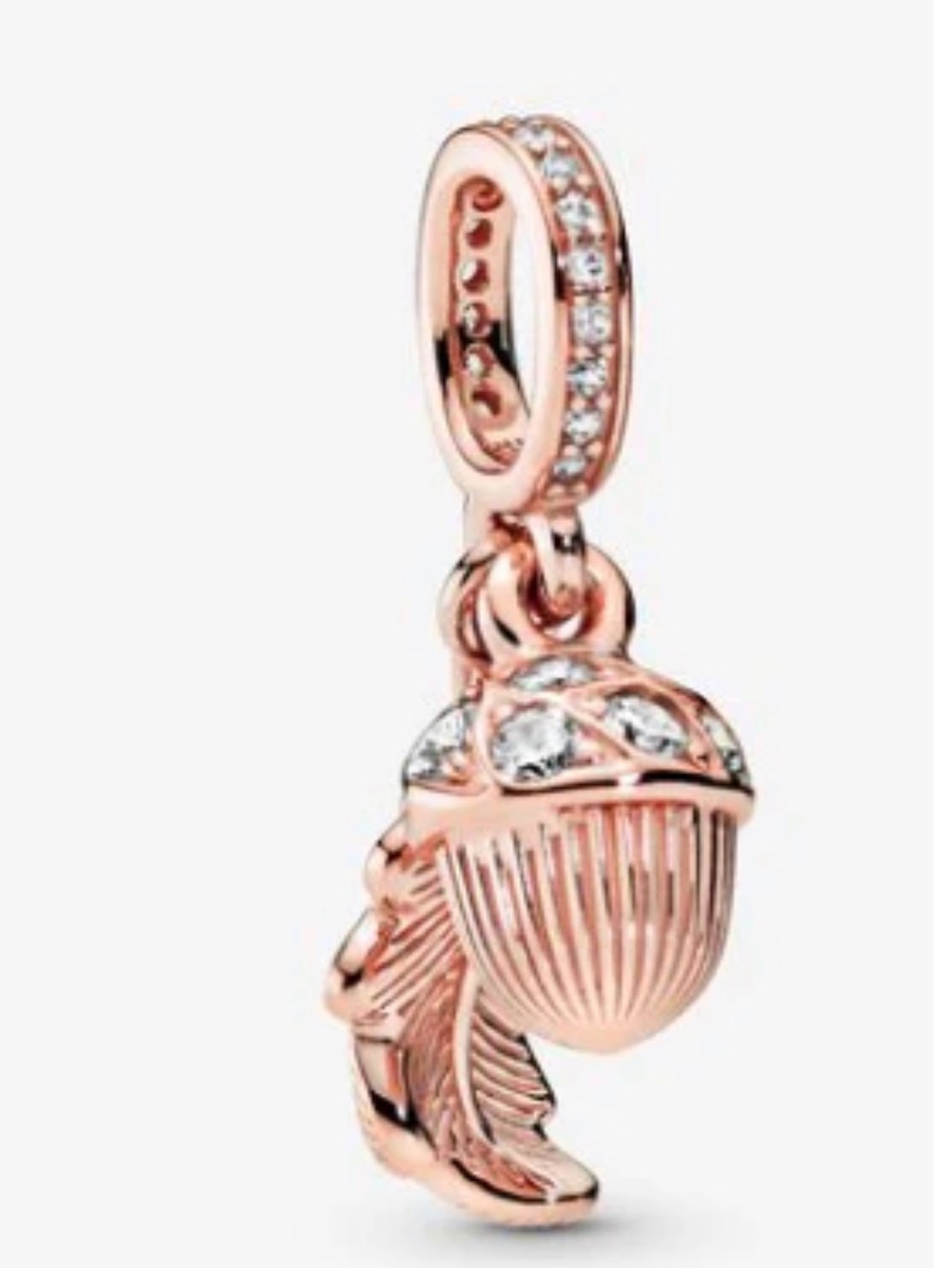 Pandora Rose Gold Shell Dangle Charm with Clear Stones